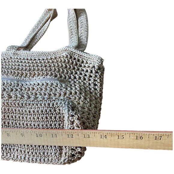 The SAK Tan & Gold Crochet ZIp Inner & Outer Pockets Shoulder bag - Picture 11 of 16
